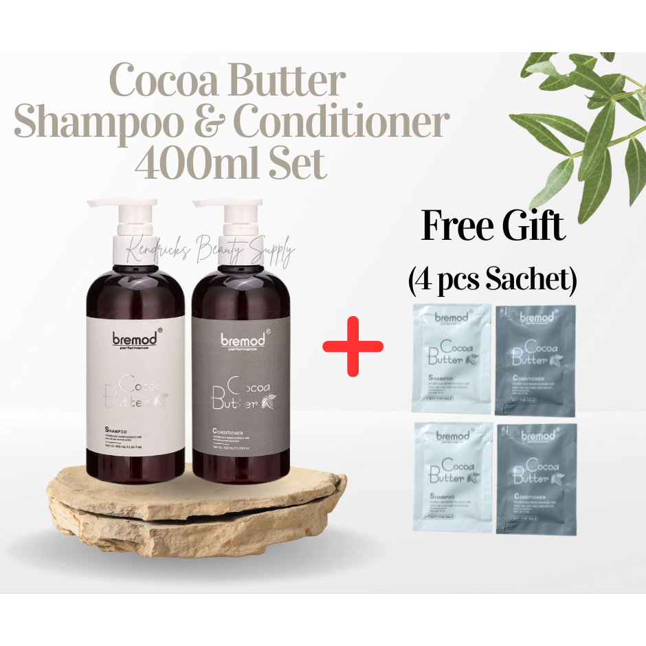 (Set) Bremod Cocoa Butter Hair Shampoo & Conditioner 400ml With Free ...