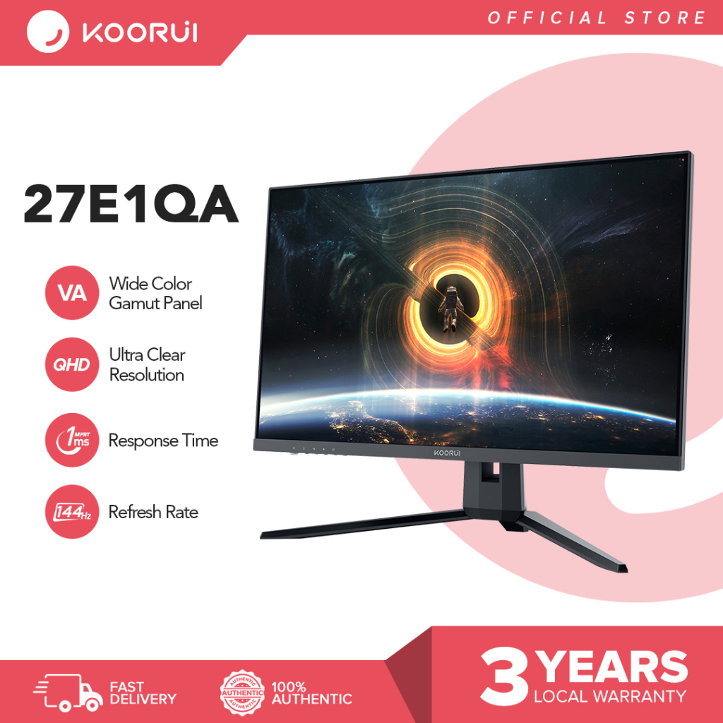 日本売れ済 KOORUI 27E1QA QHD １４４HZ VAパネル ゲーミングモニター