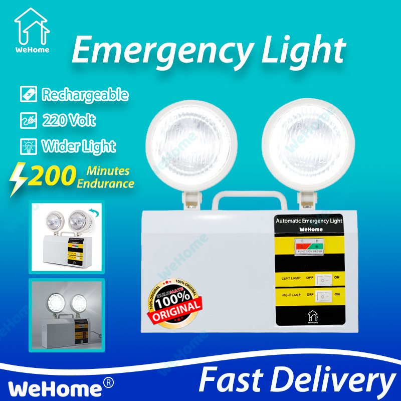 Wehome Emergency Lights Rechargeable LED Twinhead Automatic Commercial
