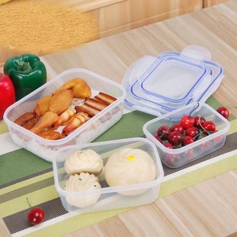 3 PCS Rectangle Food Tupperware Container 3 in 1 Food Storage Box for ...