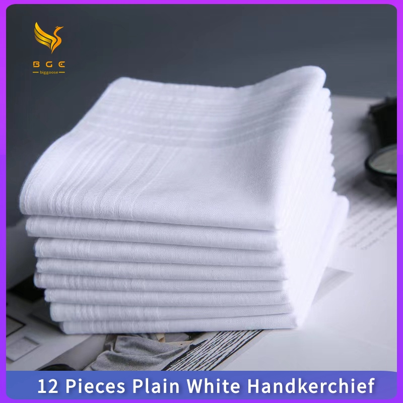 【BGE】12 pieces of cotton white Panyo handkerchief gentleman white ...