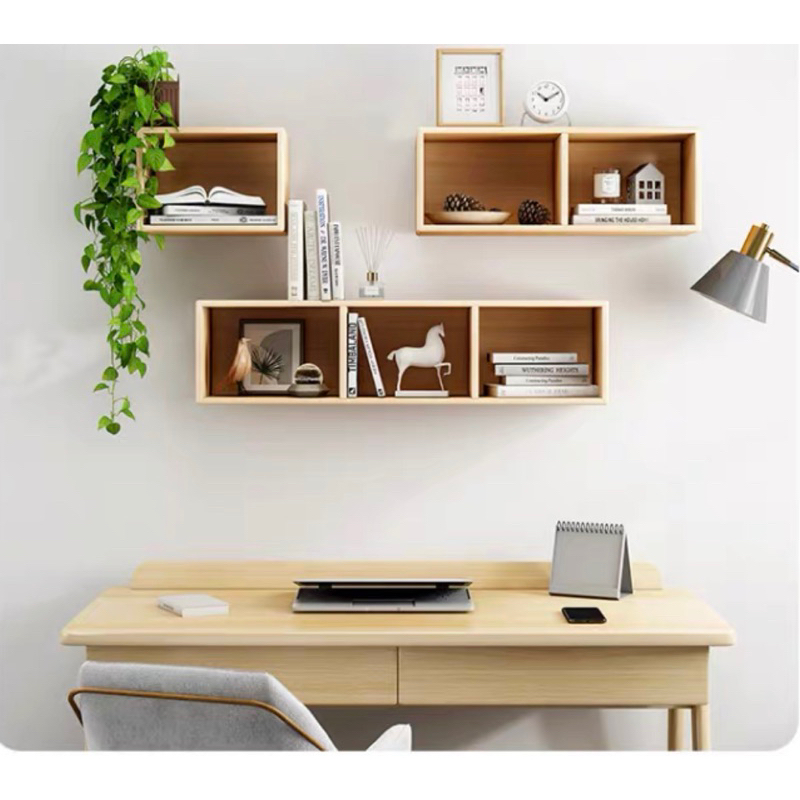 Solid wood wall shelf hanging wall living room creative wall