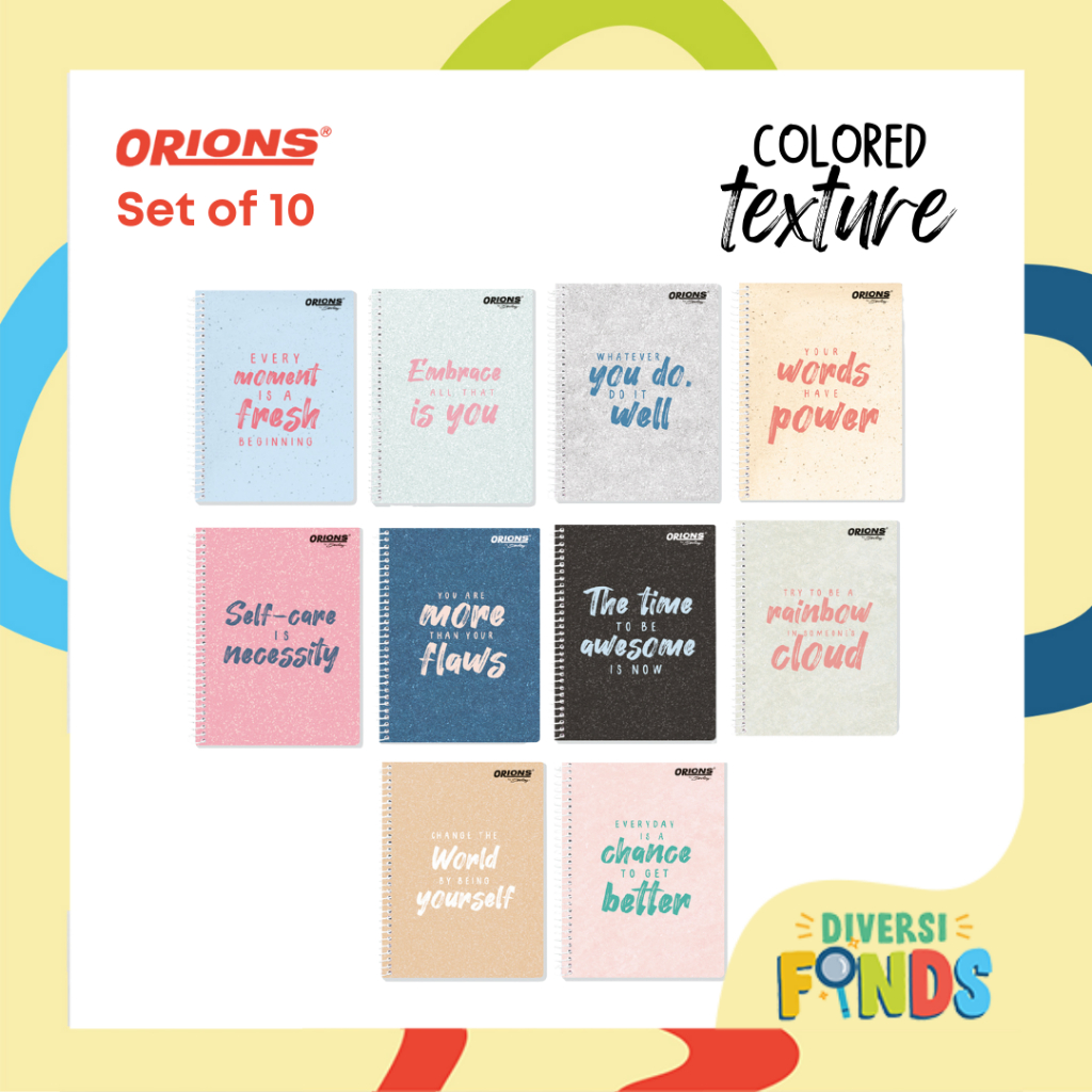 Orions COLORED TEXTURE Spiral Notebook W/Plastic Jacket 80lvs- Set of 3 ...