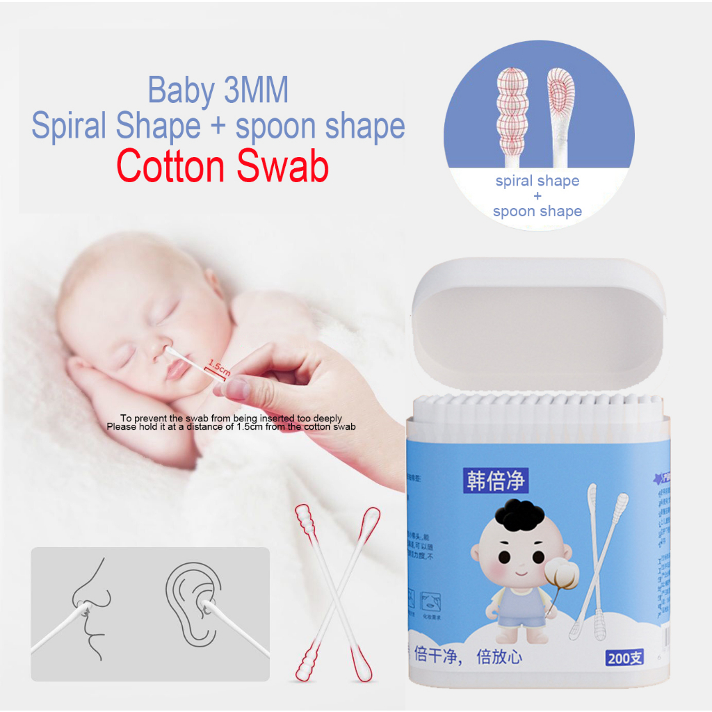 Baby Disposable Cotton Swabs Mini Cotton Swabs Baby Spoon Shape/Spiral