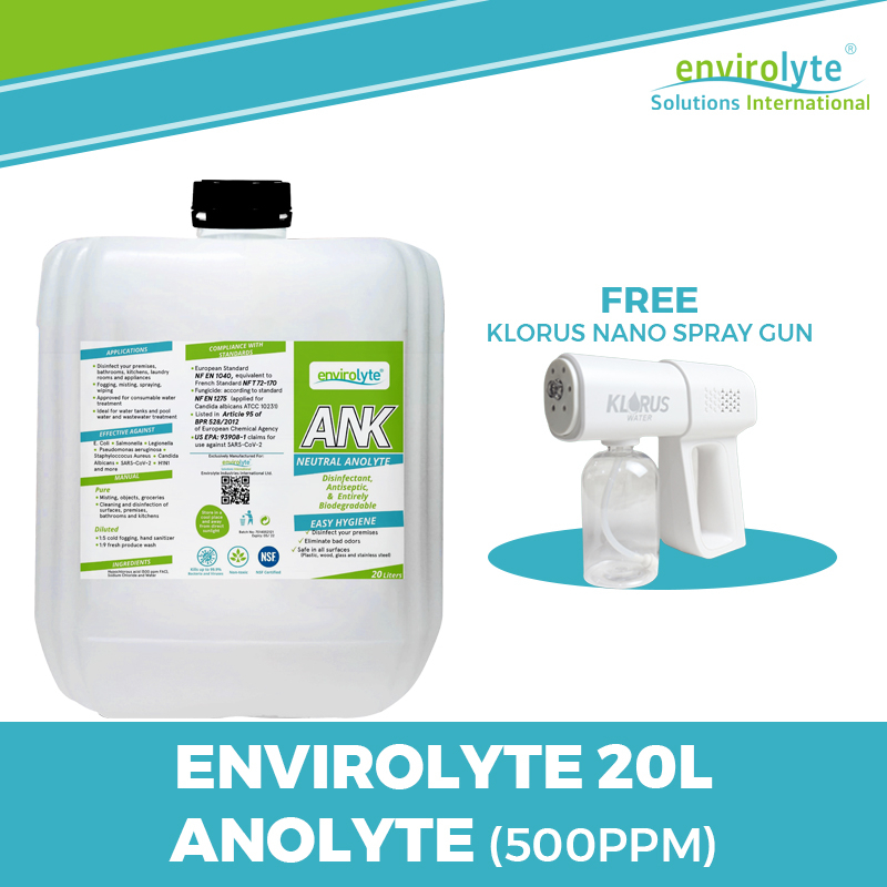 Envirolyte All Purpose Solution 500PPM 20L(Hypochlorous Anolyte ...