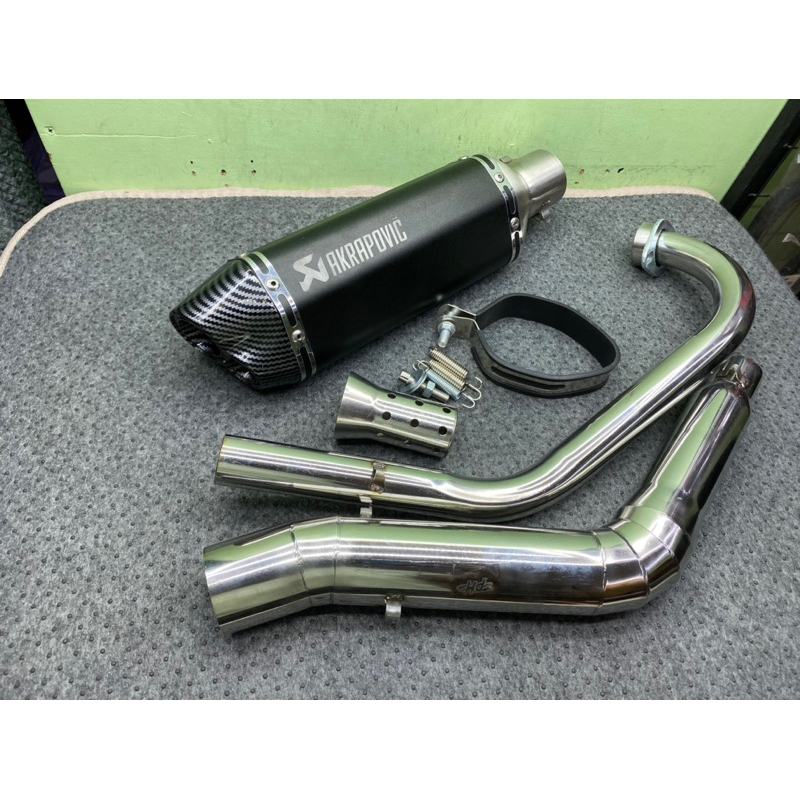 Akrapovic 370 Double Outlet with Elbow Stainless for Yamaha R15 V1-V2 ...