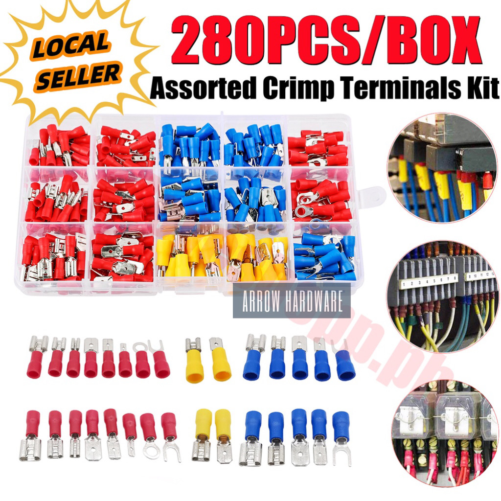 280pcs Electrical Assorted Insulated Wire Cable Terminal Crimp Connector Spade Set Kit Shopee 