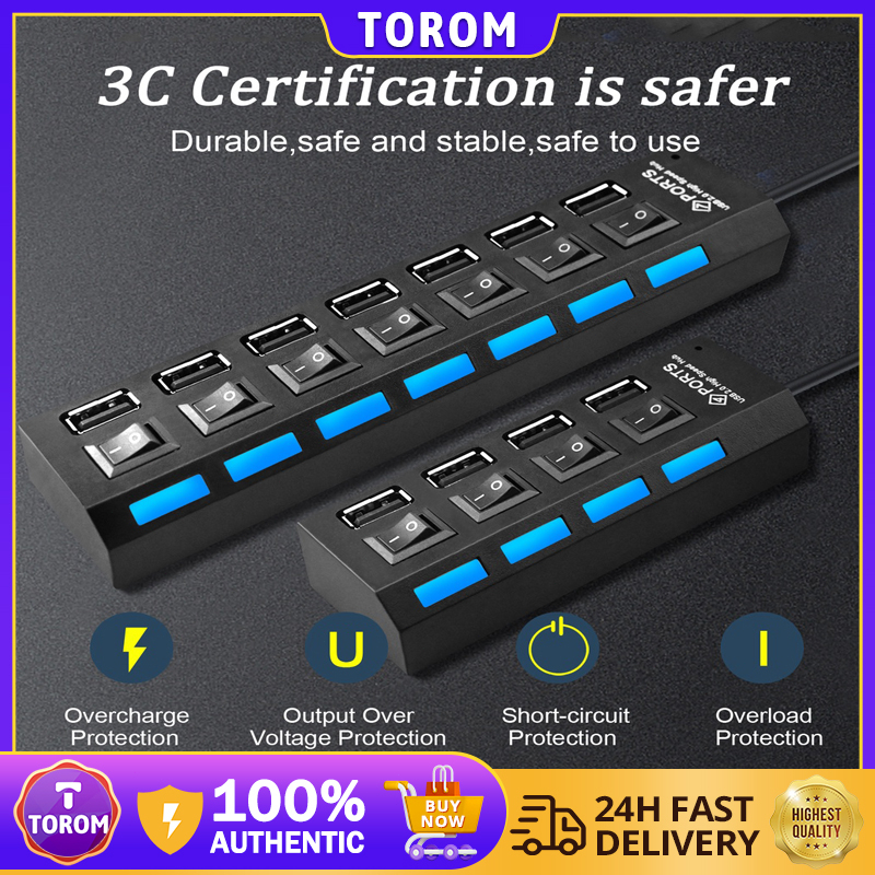 COD-Portable High Speed 7 Port 2.0 USB Hub Extension Cable With ...