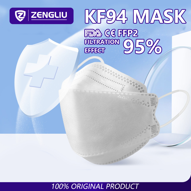 50pcs Kf94 Face Mask 4 Layer Non-woven Protection Filter 3d Anti Black ...