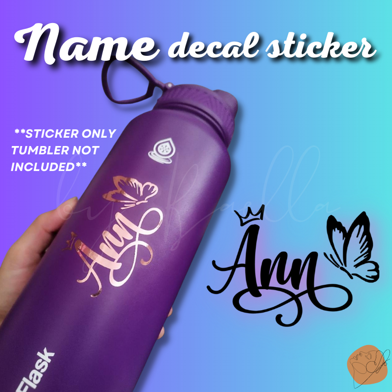 Name Decal Sticker for Aquaflask, Thermoflask, Hydroflask, Tyeso