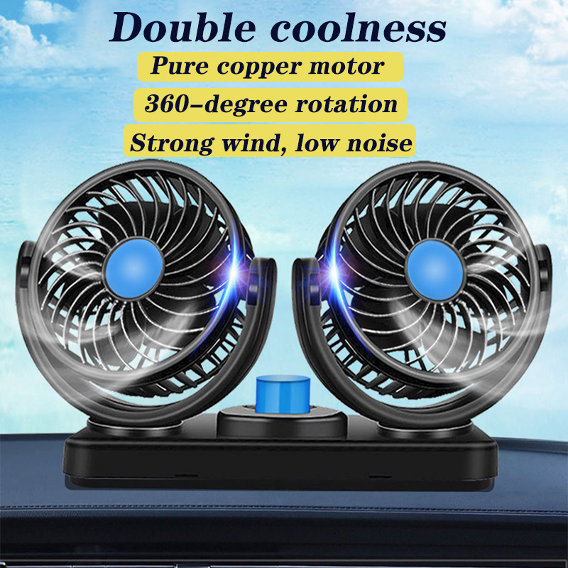 M All-Round Rotation Adjustable Double-Headed Vehicle Fan Electric Auto ...
