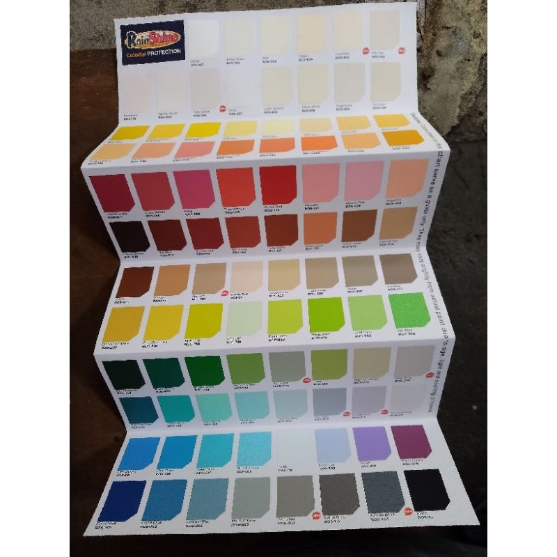 RAIN OR SHINE COLOR CHART COMPLETE GUIDE FOR COLORS ELASTOMERIC