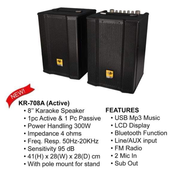 Kevler 2pcs KR-508A 300 watts Stereo Sound USB MP3 Music Bluetooth