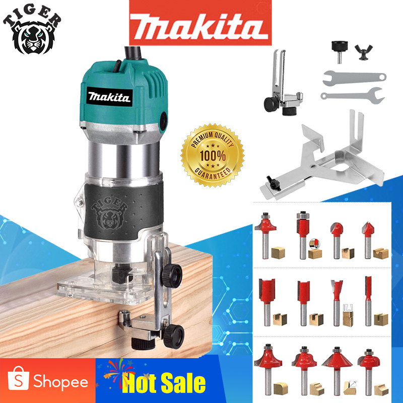 Makita Palm Router Electric Hand Trimmer Wood Router 1/4" Collets