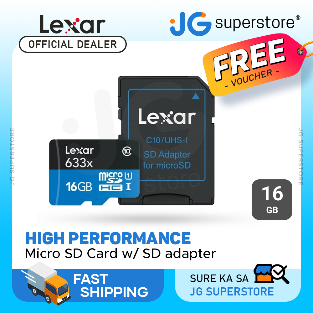 Lexar 16GB High Performance SDXC V30 633x U1 UHS-1 Class 10 Micro SD ...