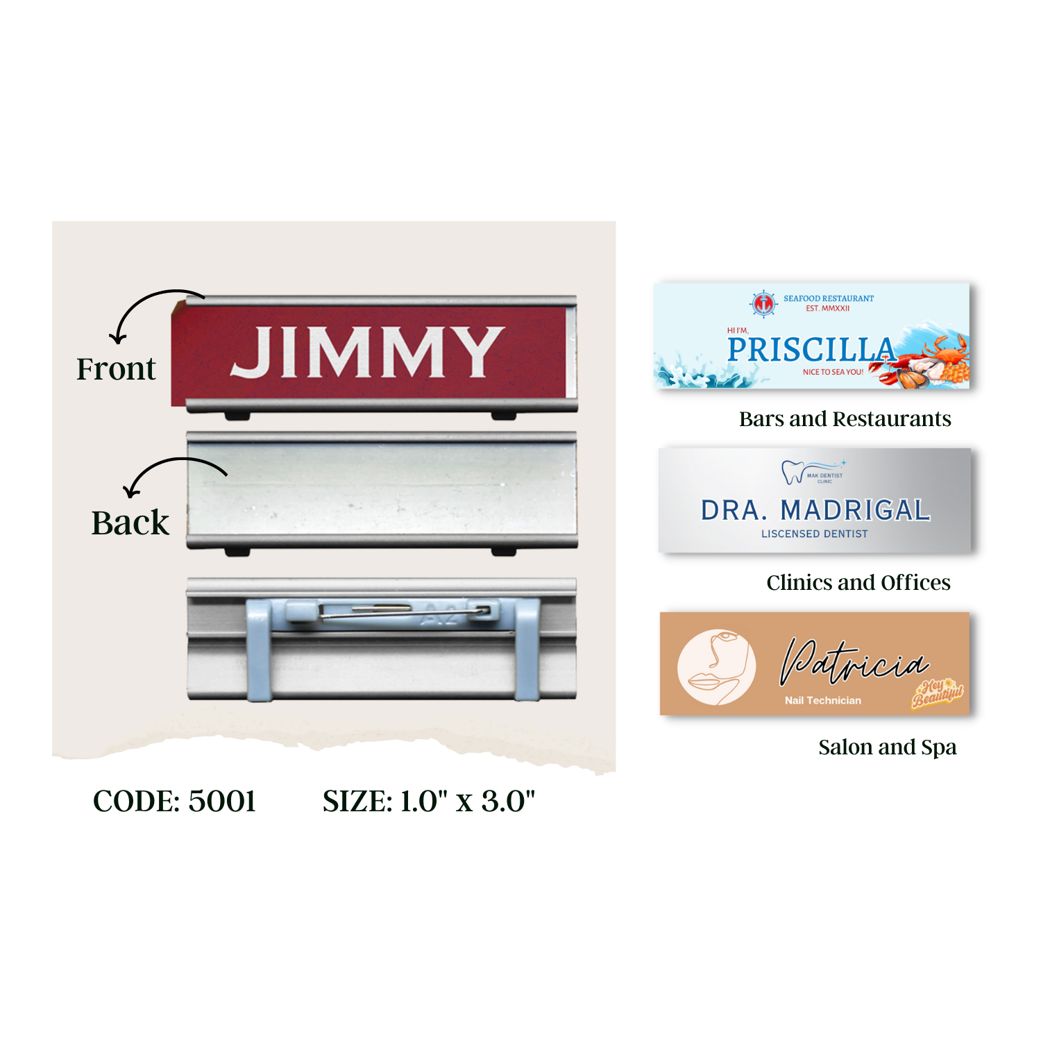 Insertable Aluminum NAMEPLATE (1In X 3In) Jay C. Designs 5001 | Shopee