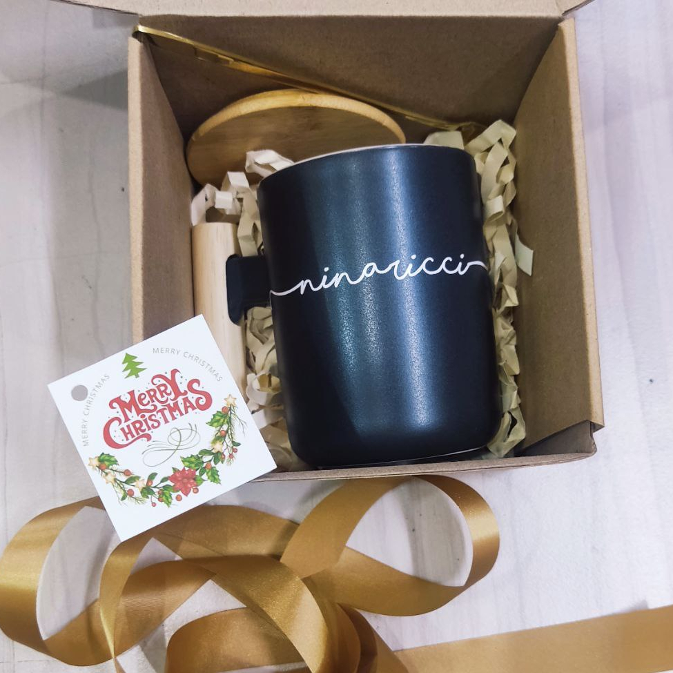 Personalized Nordic Mug in Gift Set_Ribbon,Tag, Shredded Paper, Box ...