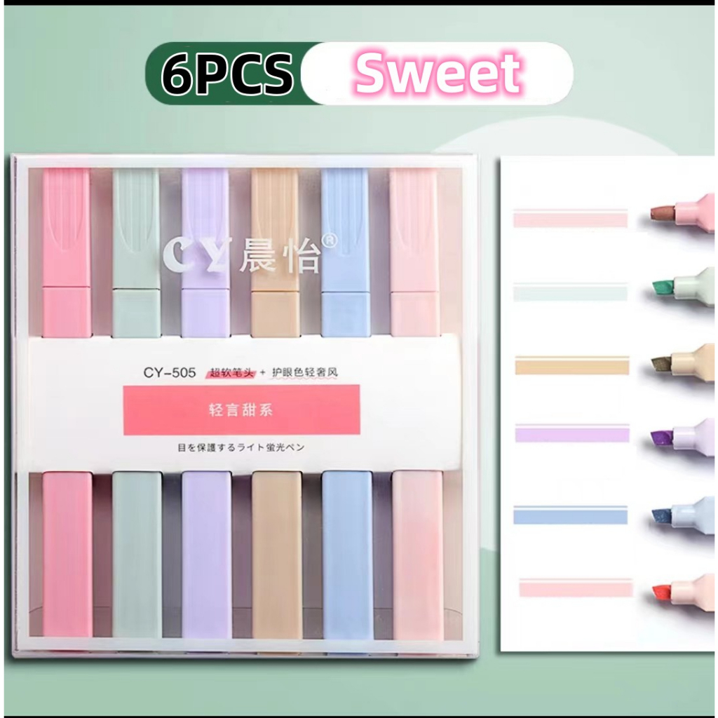 Morandy highlighter soft tip Marking Note number highlighter color pen ...
