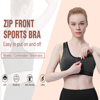 Women High Impact Anti-Shock Front Zip Sports Bra Padded Back