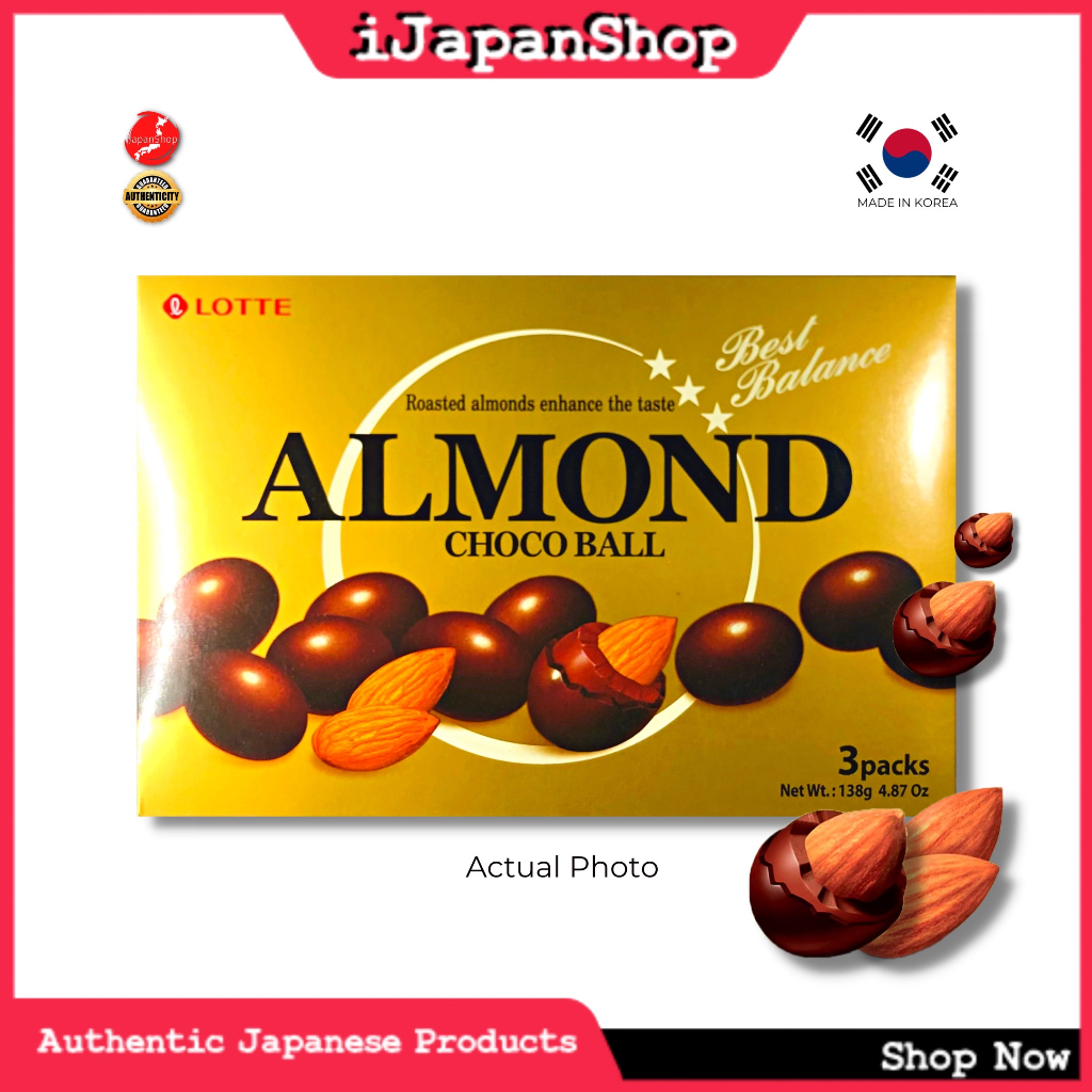 SALE Lotte Korea Almond Chocolate 1 Box 3 Packs /46g Multipacks Gift