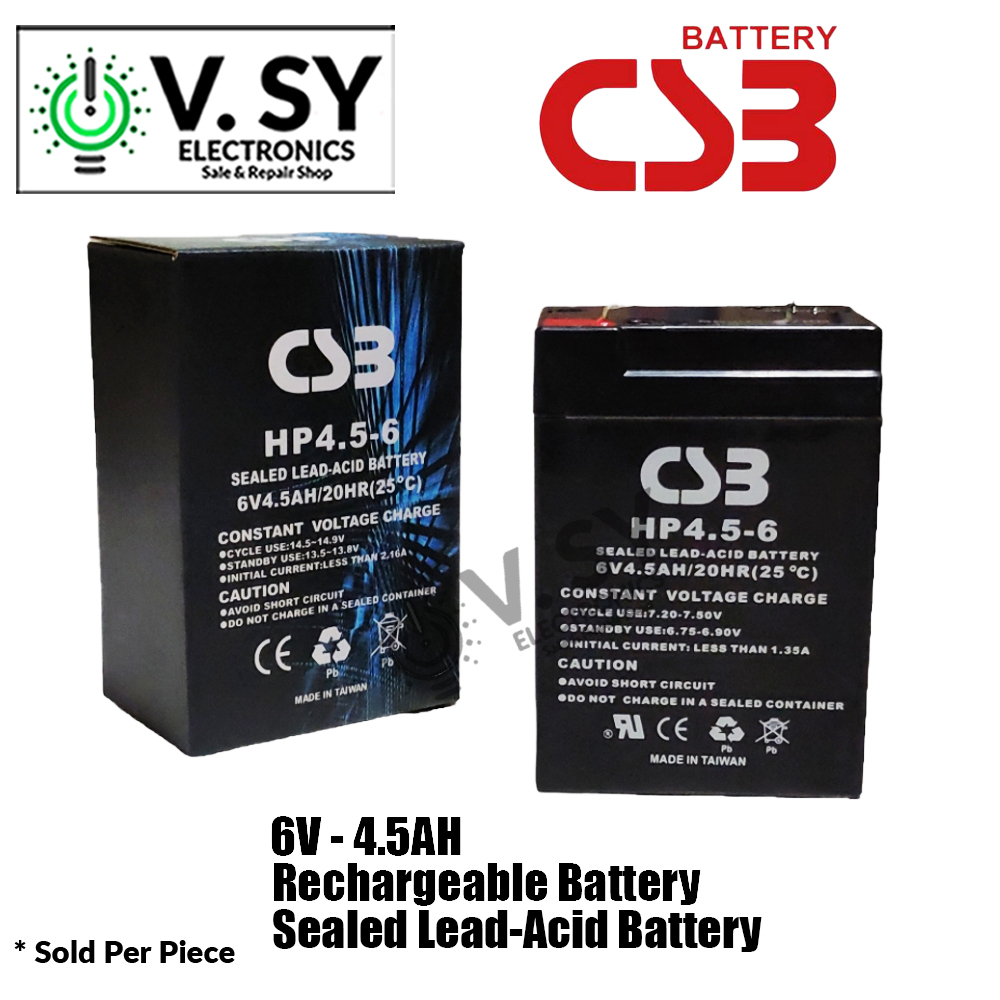 CSB Battery 6V 4.5Ah Sealed Lead Acid Rechargeable Battery 6V-4.5Ah 6V ...