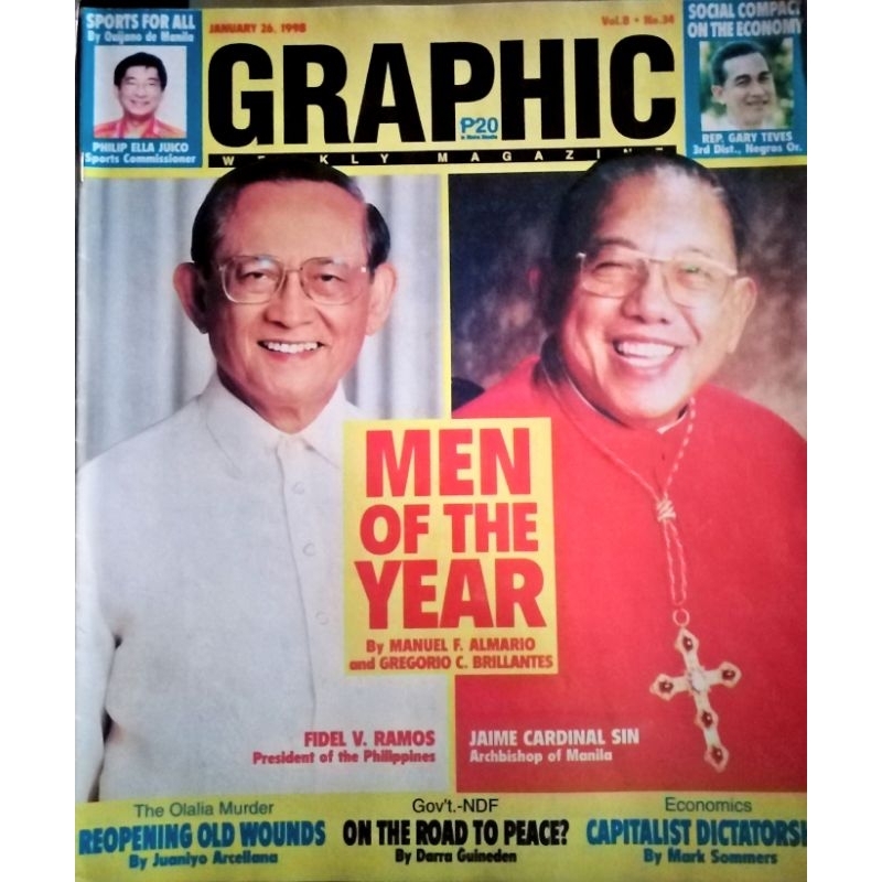 (VERY RARE) Cardinal Sin/President FVR Men of the Year Magazine Quijano ...