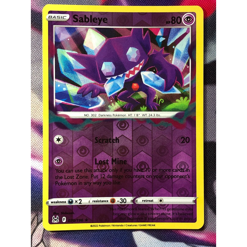 Sableye Holo Reverse Holographic Lost Origin Pokemon Card TCG Cards Rev ...