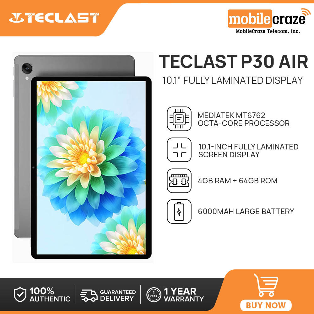 Teclast P30 Air Tablet | 4GB RAM+64GB ROM | Mediatek MT6762 | 10.1” FHD ...
