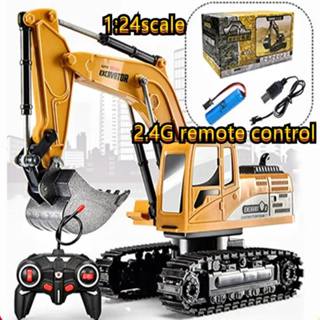 9 Channel Remote Excavator Toys Crane 2.4G Simulated Alloy Truck