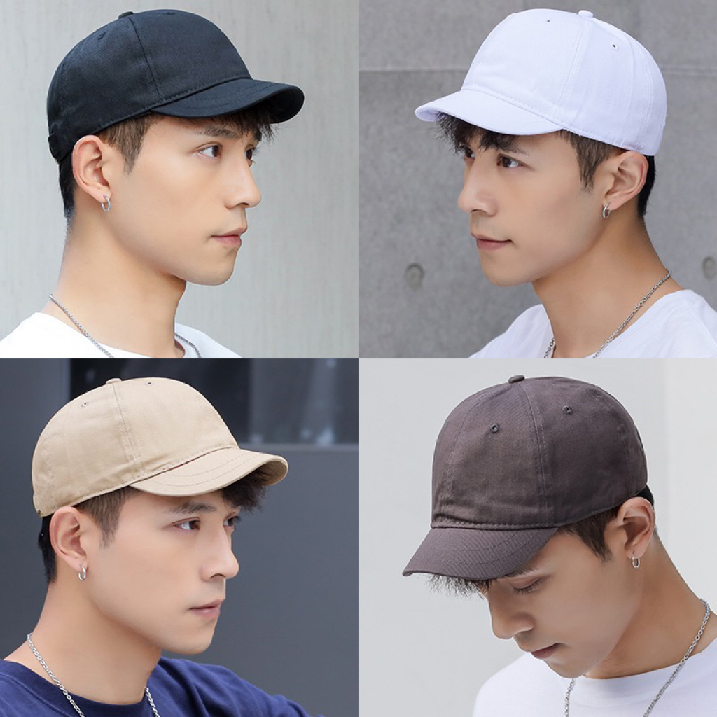 BGC Japanese style Plain baseball cap fashion short brim cotton cap boy ...