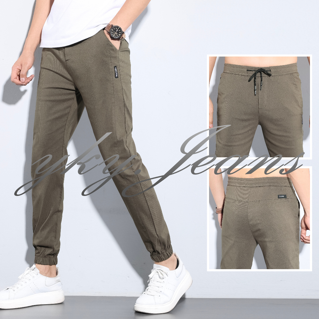 Brown Joggers Pants Plain Fashion Trend Korean Style Stretchable Pants For Men Shopee Philippines