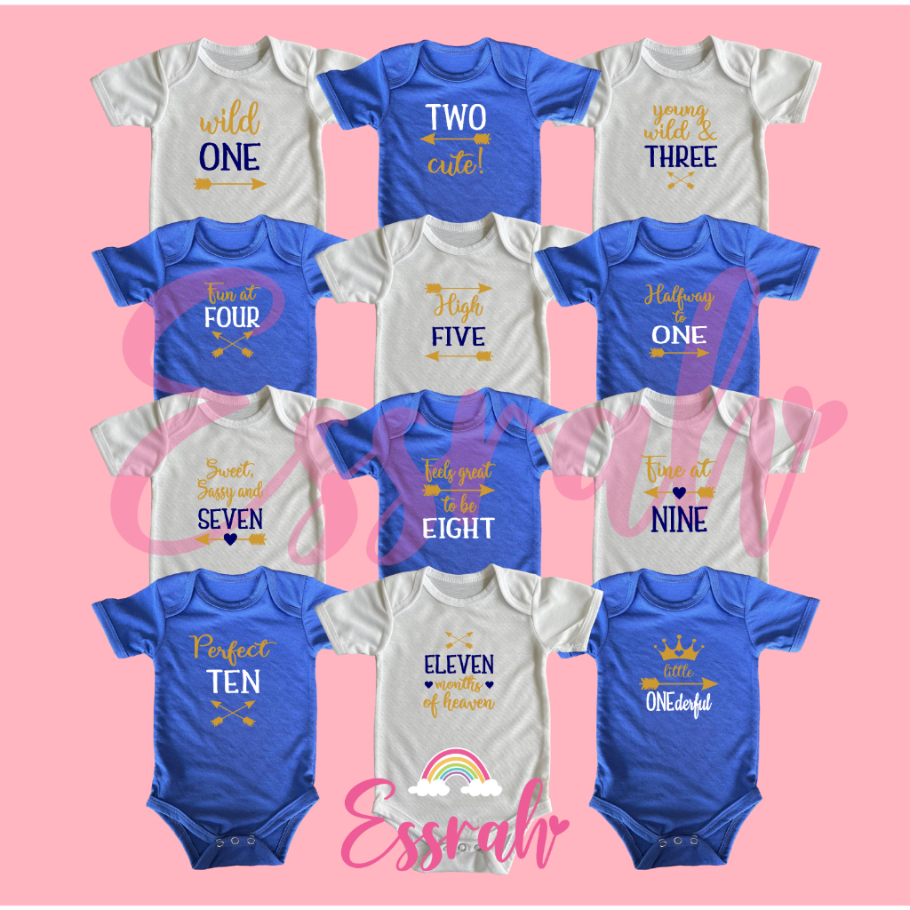 Wildone boy monthly onesie ( baby onesie ) Shopee Philippines