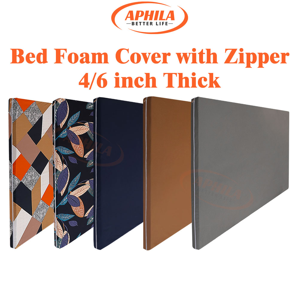 Aphila Premium Bed Foam Cover with Zipper Uratex Foam Bed Cover Fitted