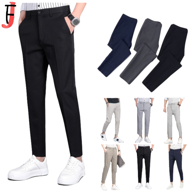 Casual men's new plain 6 colors slack pants straight cut A907 Shopee
