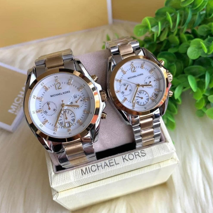 US Grade Michael Kors Motherpearl Twotone Gold White Watch Per