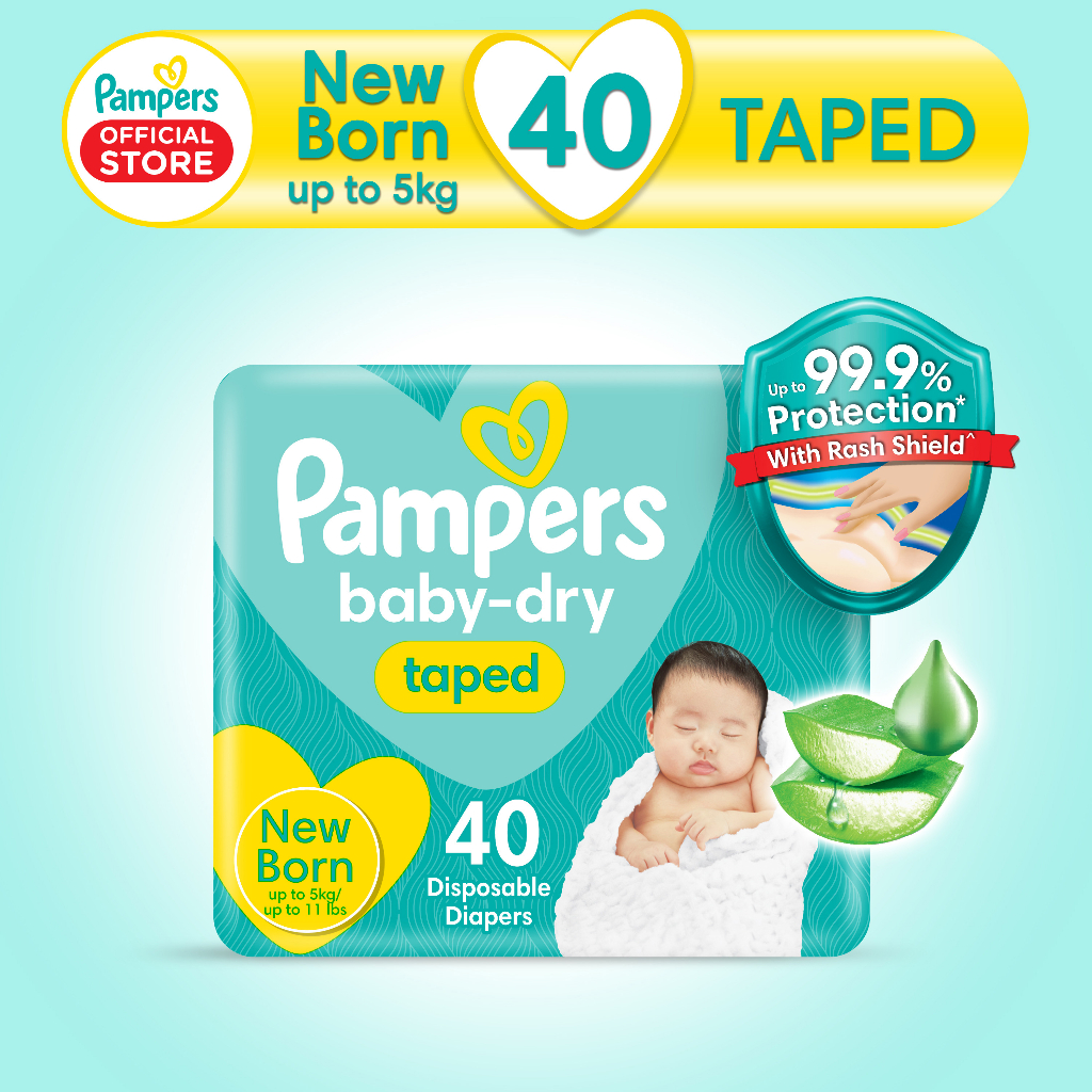 Pampers Baby Dry Taped Diapers Newborn 40s x 1 pack (40 pcs) | Shopee
