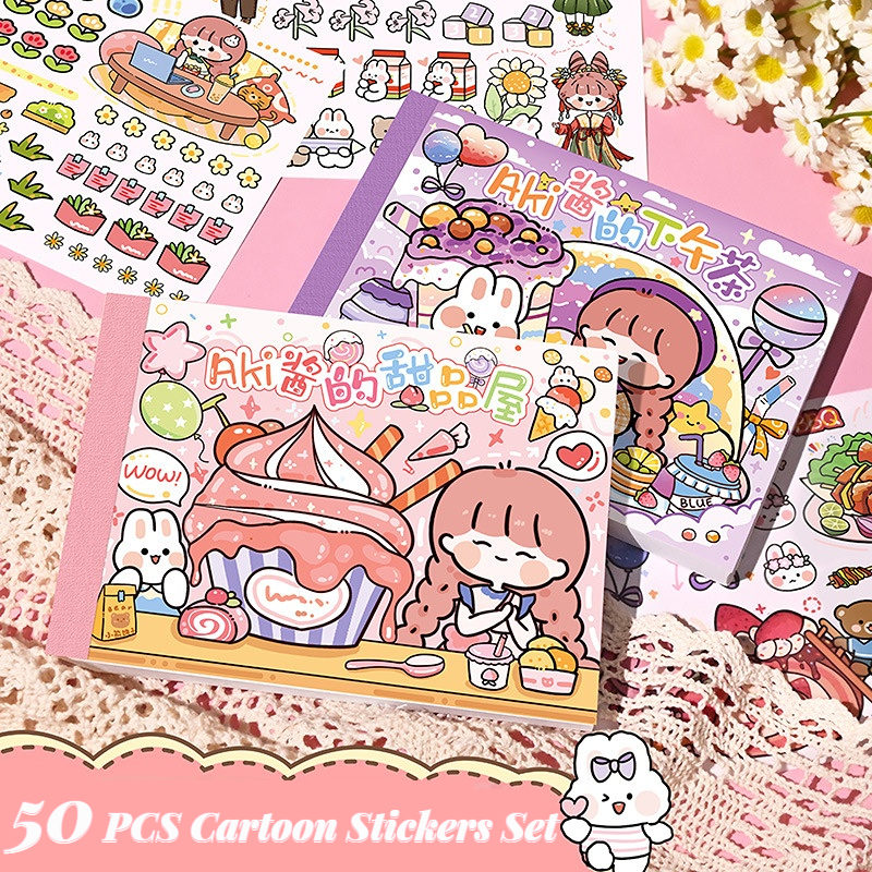 From PH 50PCS Cartoon Combination Handbook Sticker Book Set Girl ...