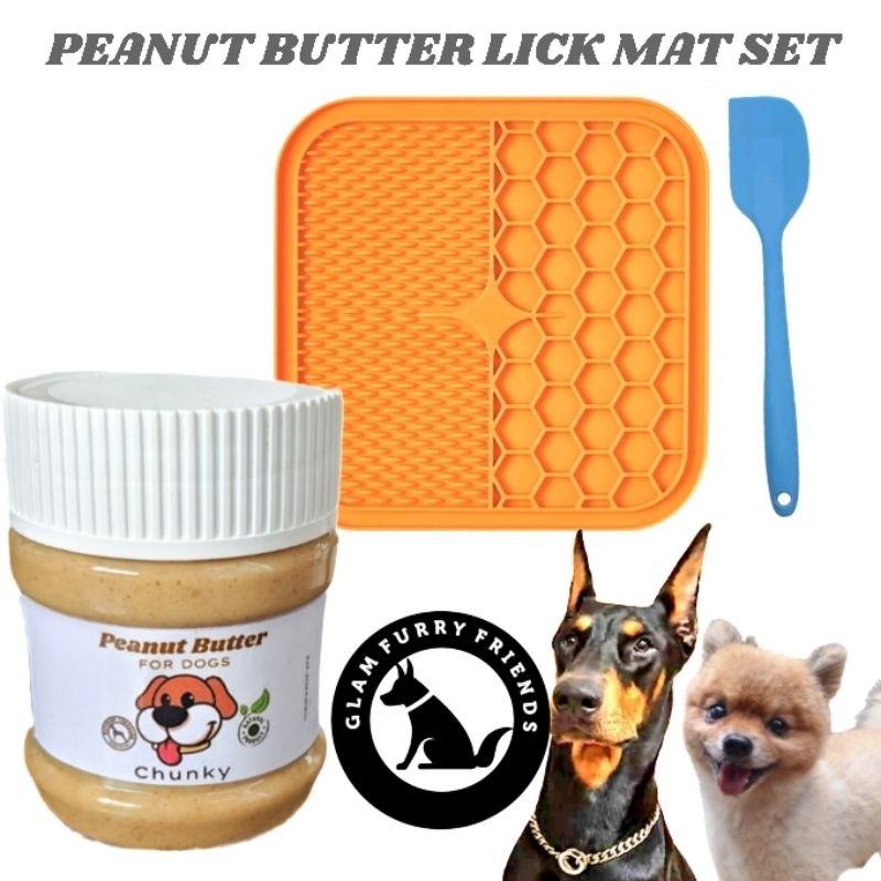 PEANUT BUTTER SET FOR DOG PUPPY LICK MAT SET (PEANUT BUTTER+LICKMAT