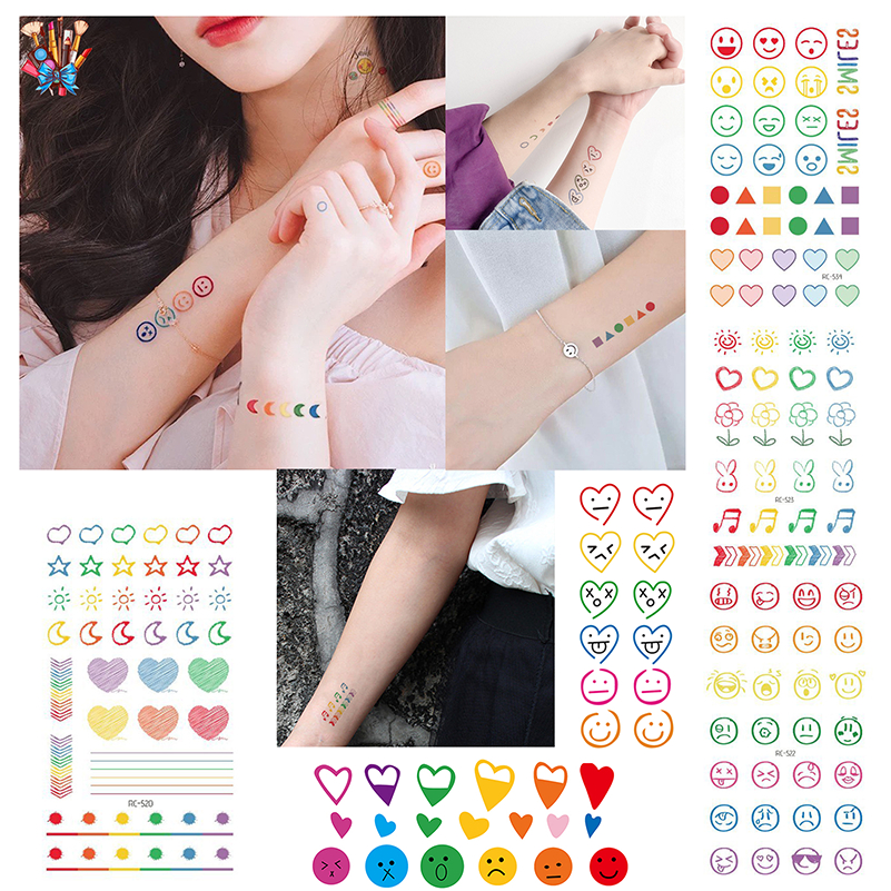 Cute Learning Rainbow Smiley Line Sticker Waterproof Long-lasting ...