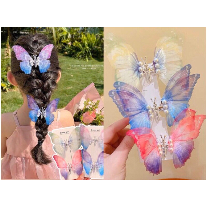 1Pc Cute Butterfly Rainbow Spring Hair Clips / CQD01830 Shopee