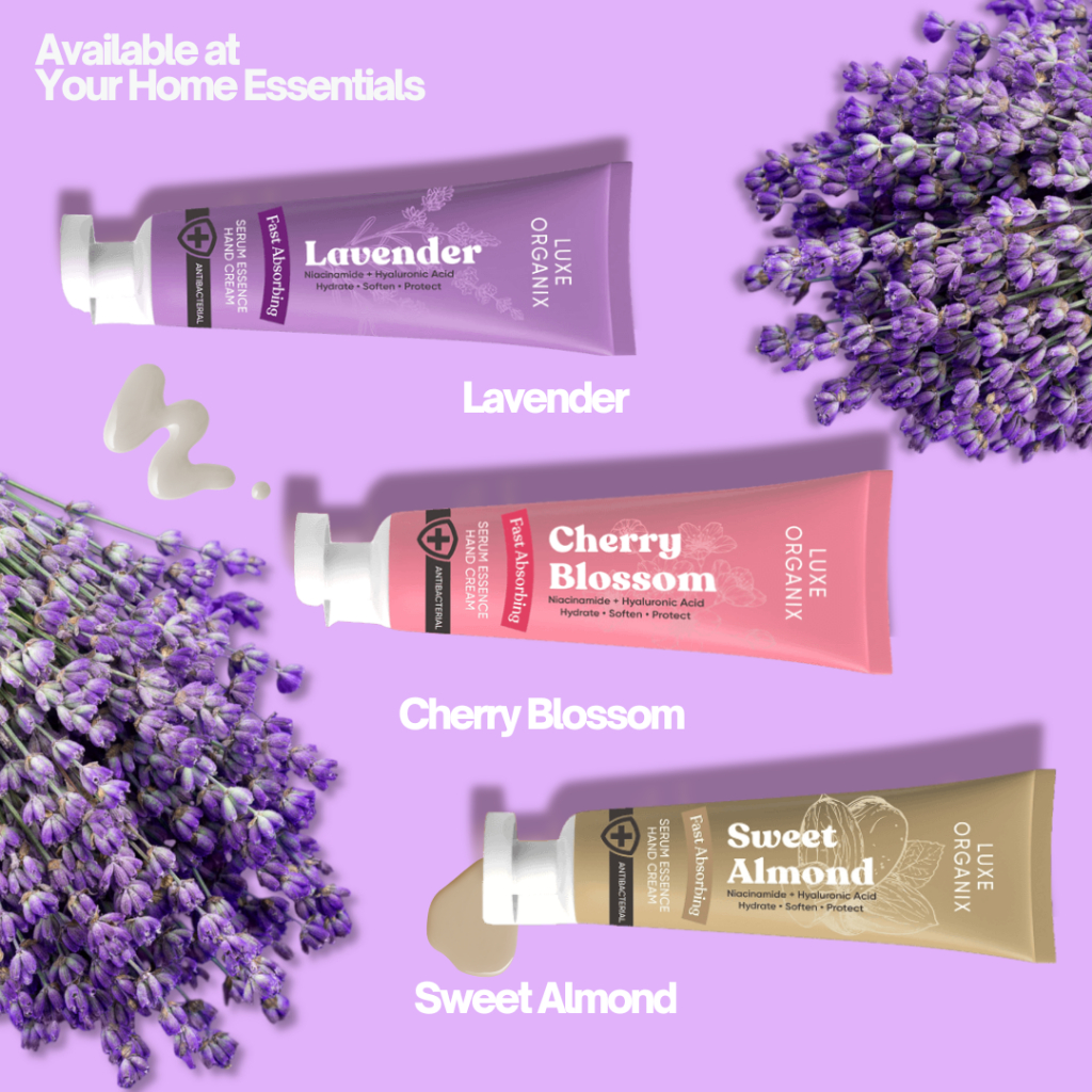 LUXE ORGANIX Serum Essence Hand Cream Cherry Blossom, Sweet Almond and