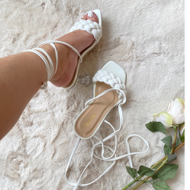 White best sale glass heels