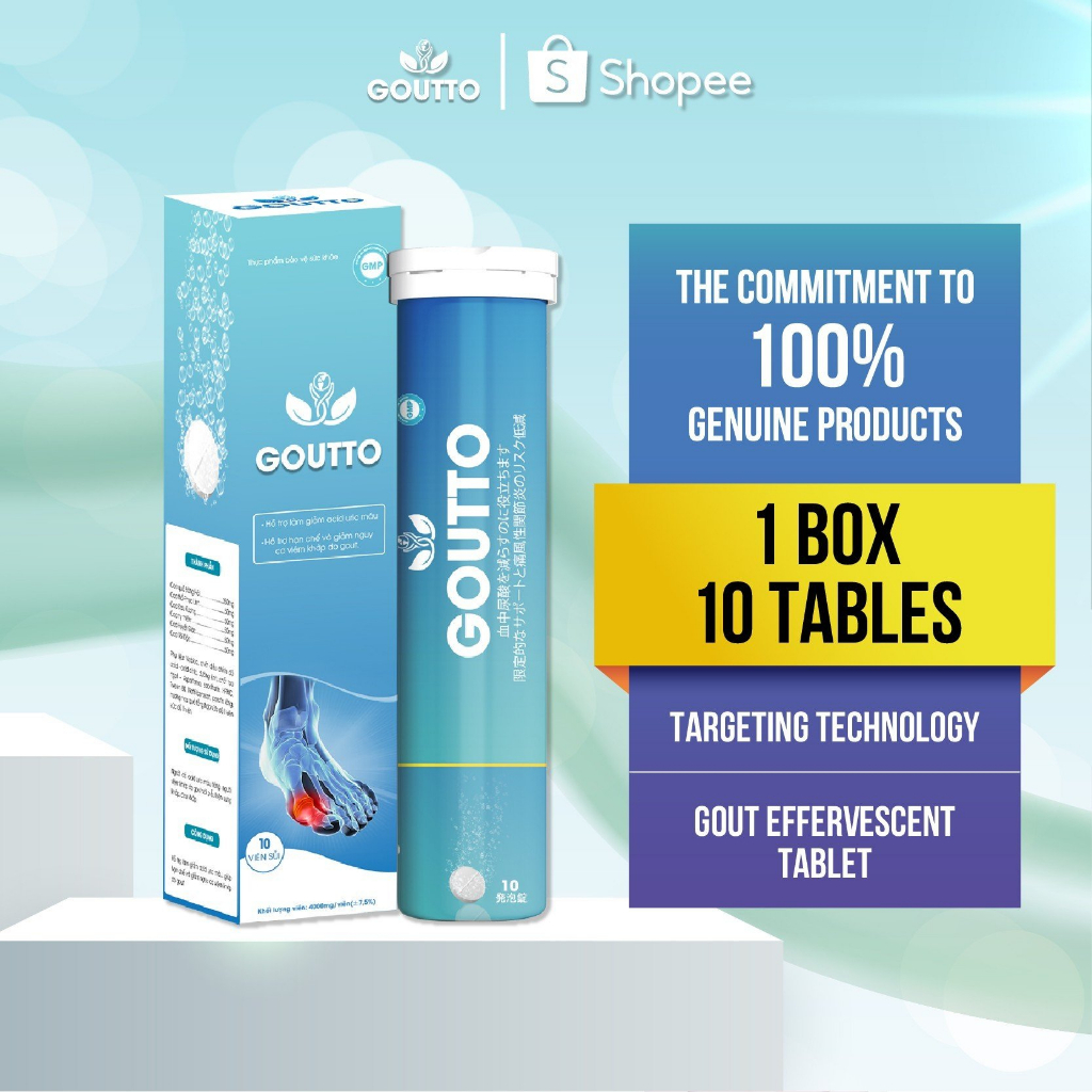 Goutto Genuine Japanese Effervescent Tablets For Gout Arthritis High