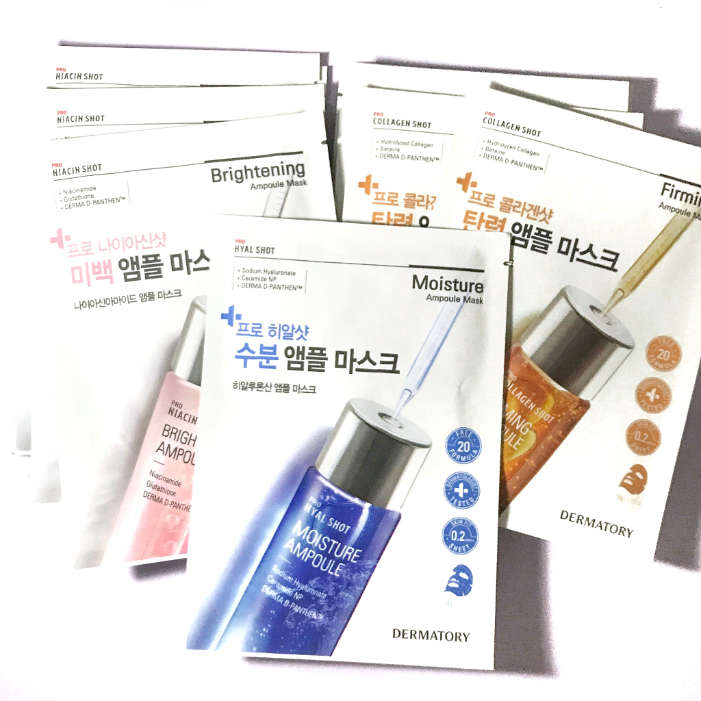 Dermatory Pro Ampoule Face Mask (Hyal, Collagen, and Niacin Shot