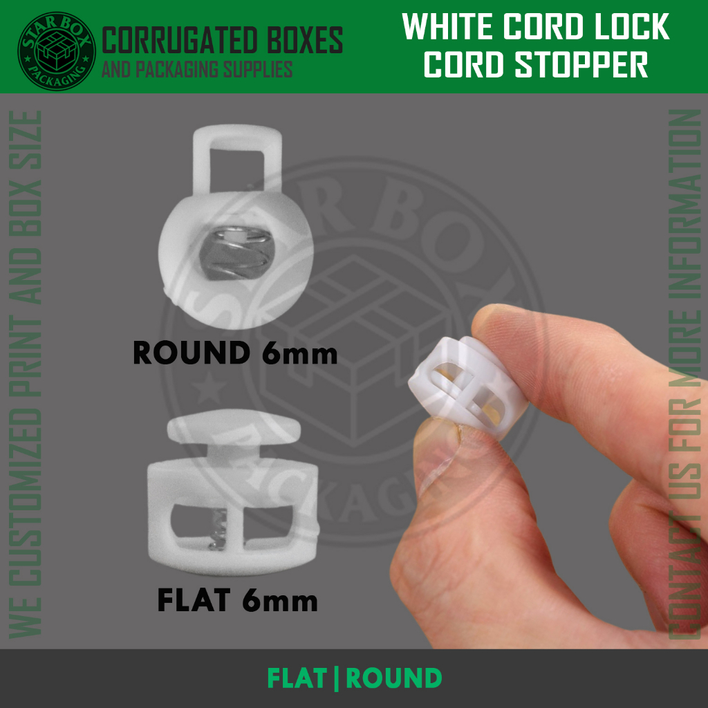 Starbox (WHITE) 10Pcs Spring Load Plastic Round Toggle Stopper Cord ...