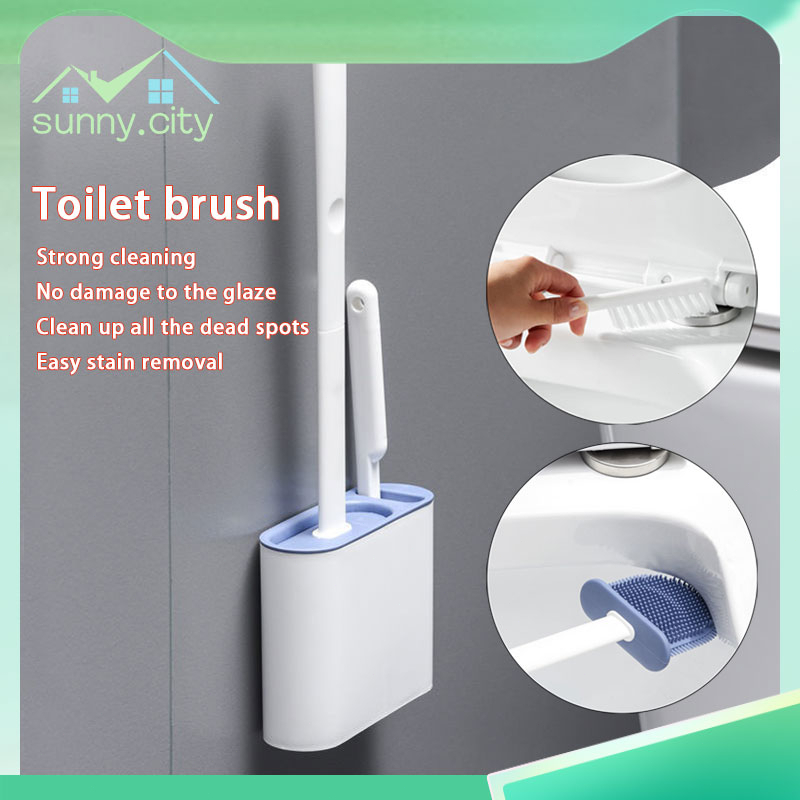 Toilet Brush Set Big Small Long Handle Brushes Silicone Toilet Brush