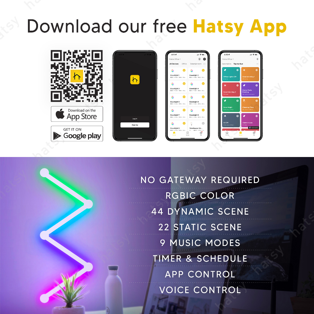 HATSY - SMART LINES, RGBIC DREAM COLOR, WORKS WITH ALEXA, GOOGLE HOME ...