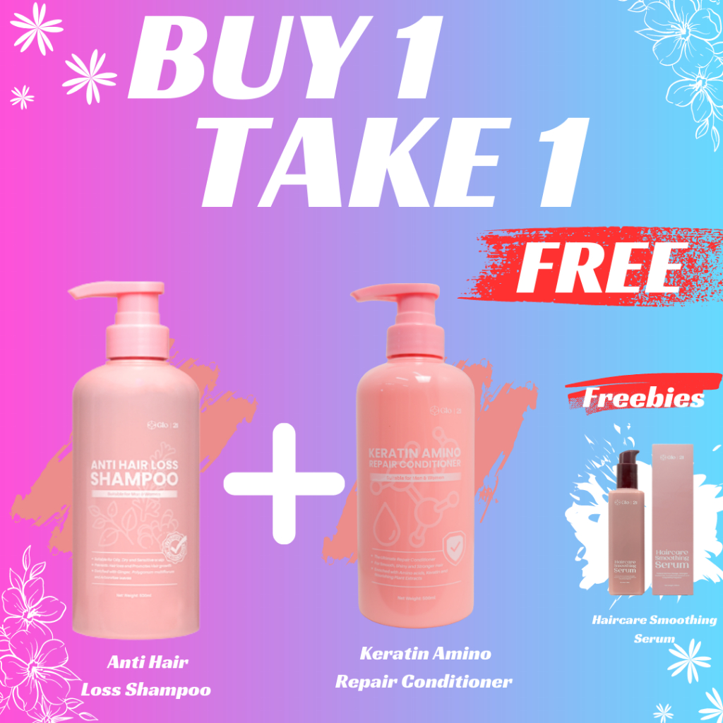 GLO21 AntiHair Loss Shampoo + Keratin Amino Acid Conditioner Shopee