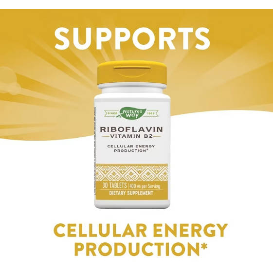 Nature's Way, Riboflavin Vitamin B2, 400 mg, 30 Tablets Shopee