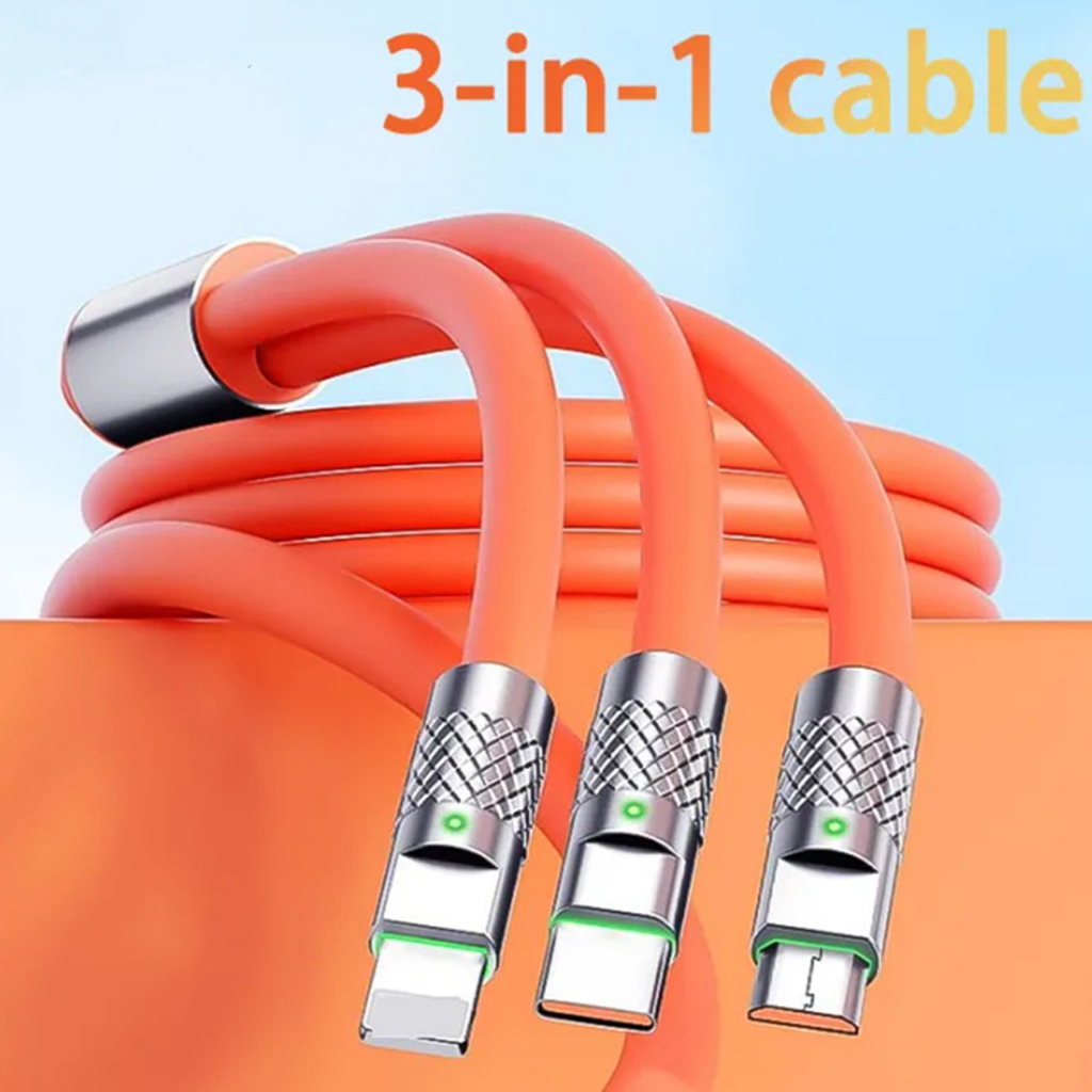 Usb 120w Charger Cable Fast Charging Cord Data Cable 3in1 Usb Charging Cord Lightingtype C 